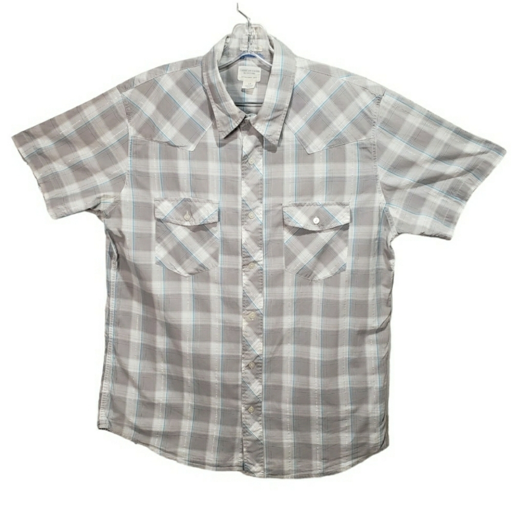 VTG AMERICAN EAGLE Mens Slim Fit Buttoned Plaid Shirt | Large